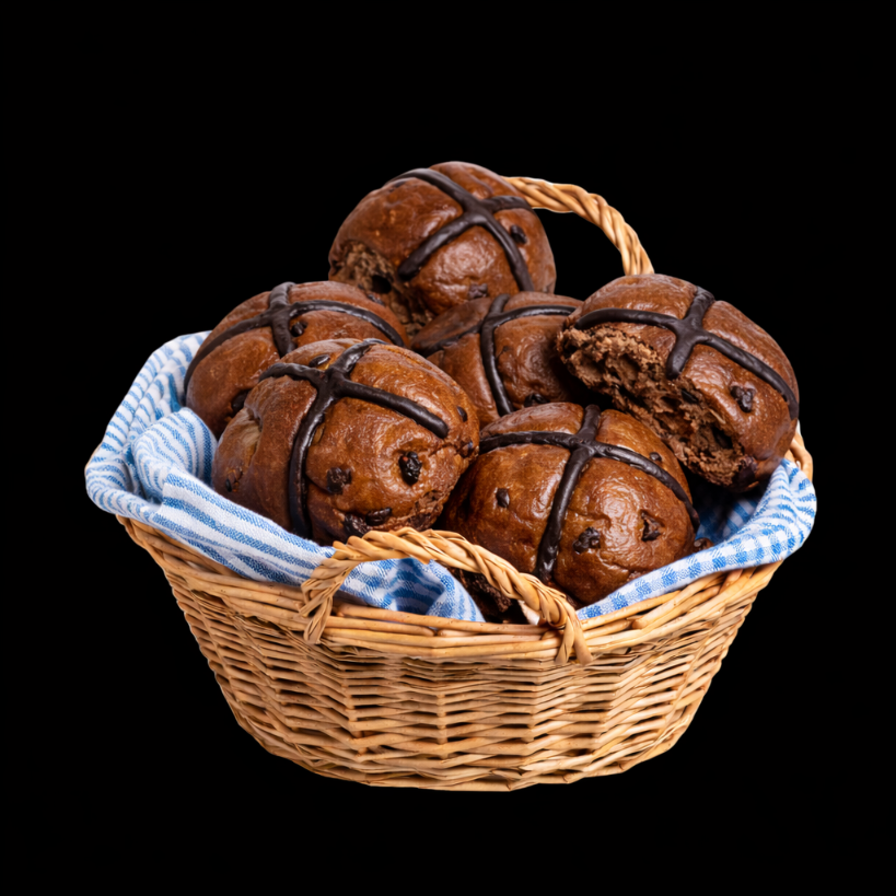 CHOCOLATE HOT CROSS BUN PK6