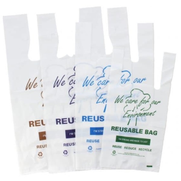 MEDIUM REUSABLE PLASTIC SHOPPING BAGS PRINTED(slv100)