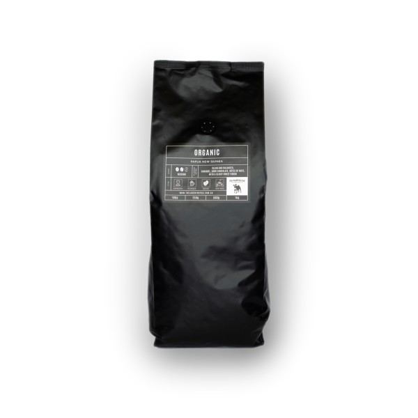 Organic 1kg Whole Beans_image_The Laughing Pug_order now