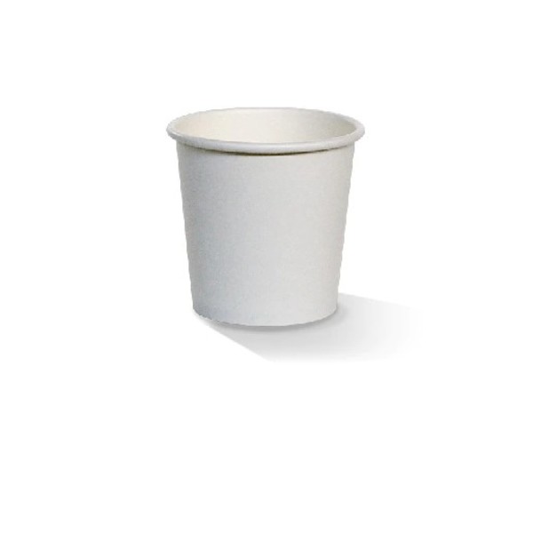 ComPak 4oz 62mm Compostable Single Wall Plain White Cups CTN1000 SLV50_image_Compak Tassie_order now