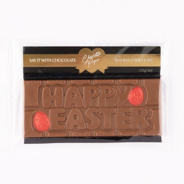 Happy Easter Chocolate Bar 40g Milk Chocolate(12)-40BARHEMC_image_Charlotte Piper_order now