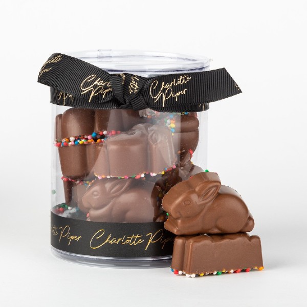 Tiny Sitting Bunny 100g Milk Chocolate with Sprinkles(12)-E1362MCS_image_Charlotte Piper_order now
