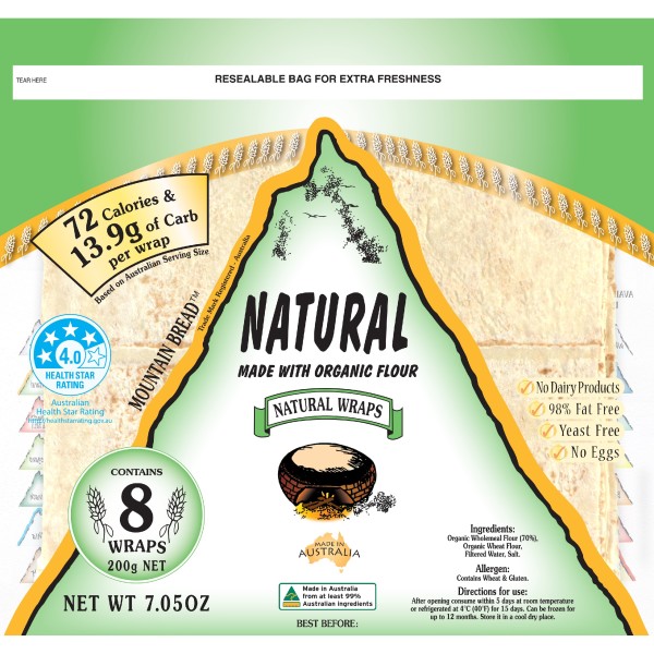 Mountain Bread Natural Wraps 200g