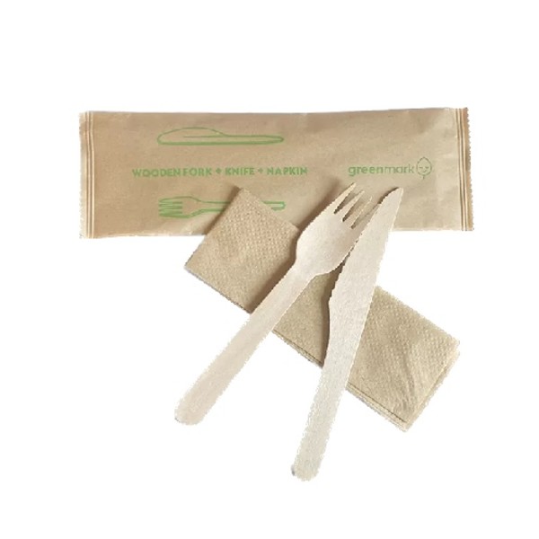 Wooden Fork/Knife/Napkins Combo Packs ( 400 Per Ctn ) Mjk/Pnc_image_Combined Packaging Solutions_order now