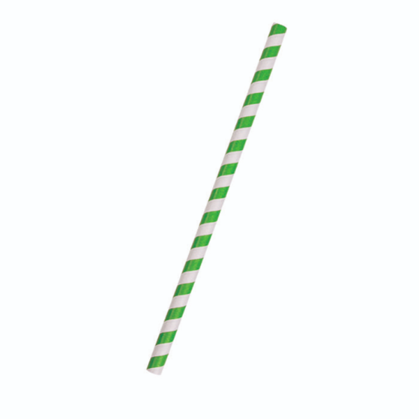 Paper Straw Jumbo- Green Stripe 2500pc/ctn
