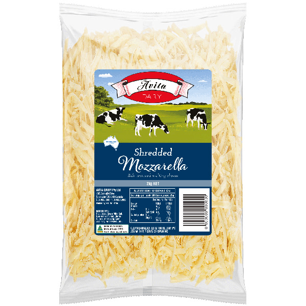 Mozzarella Cheese Shredded 2kg (Avita Dairy)(6/ctn)