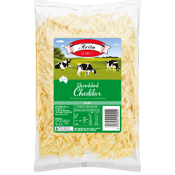 Cheddar Cheese Shredded 2kg (Avita Dairy)(6/ctn)