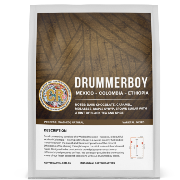 250GR - DRUMMER BOY BLEND – MEXICO / COLOMBIA / ETHIOPIA_image_Cartel Coffee Roasters_order now