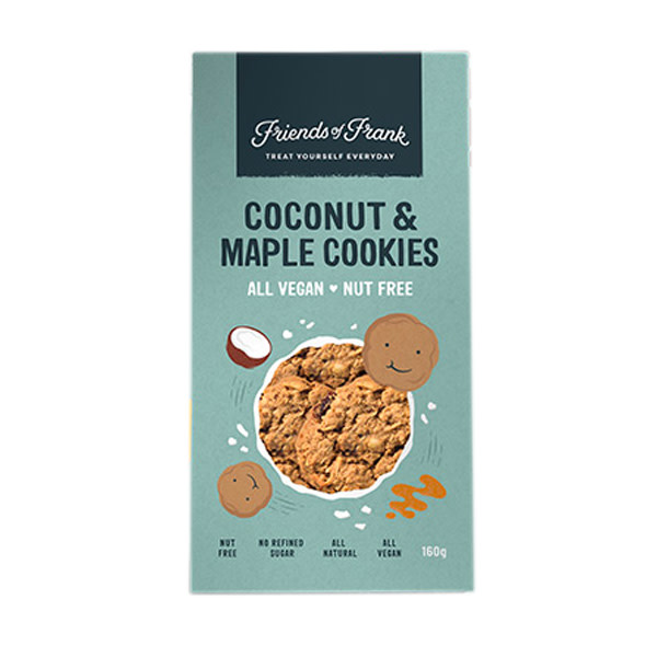 Friends of Frank Coconut & Maple Cookies (12 x 160g) carton (96 x 20g cookies)_image_Cartel & Co_order now