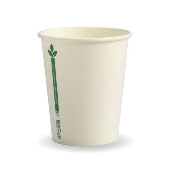 BioPak 8oz White Green Line BioCup Green Line (x1000)_image_WholesalePak_order now