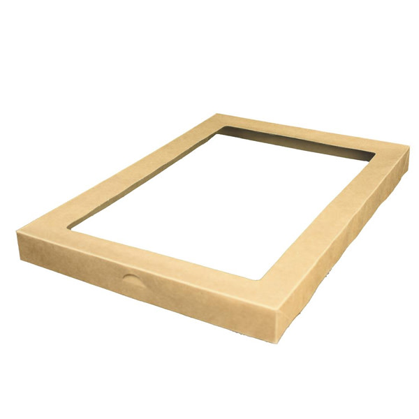 Kraft Catering Tray Lid 2 (363mm x 255mm x 30mm) (x100)_image_WholesalePak_order now