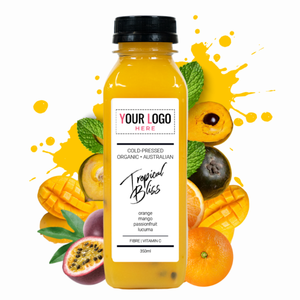 350ml Organic Tropical Bliss - BYO Cold Pressed Juices (1)*_image_Brand Your Own (BYO)/ Taste Studios_order now