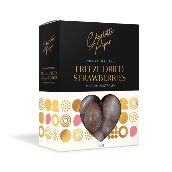 Milk Chocolate Freeze Dried Strawberries 125g (12) PSBM125_image_Charlotte Piper_order now