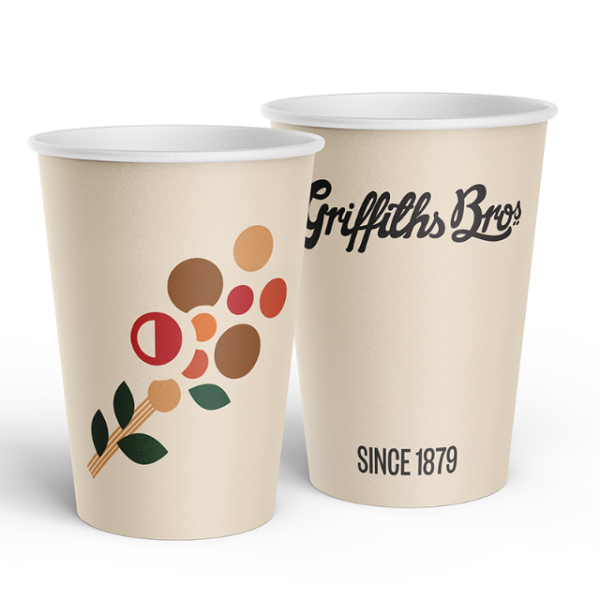 12oz Single Wall PLA Cups - Griffiths (1000)_image_Griffiths Bros Coffee Roasters_order now