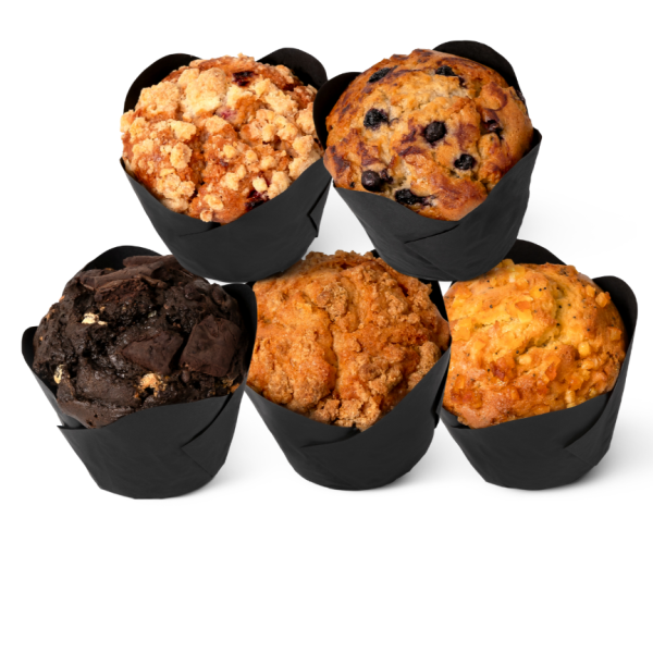 Mixed Muffin Pack - 5 Flavours (3 x Triple Choc Muffin, 3 x Rasp & White Choc, 3 x Blueberry, 3 x Orange & Poppy, 3 x Apple & Cinnamon)