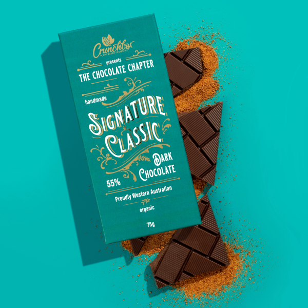 CRUNCHBOX Chocolate Bar - Signature Classic 55% - 75g x 12_image_Crunchbox - The Chocolate Chapter_order now