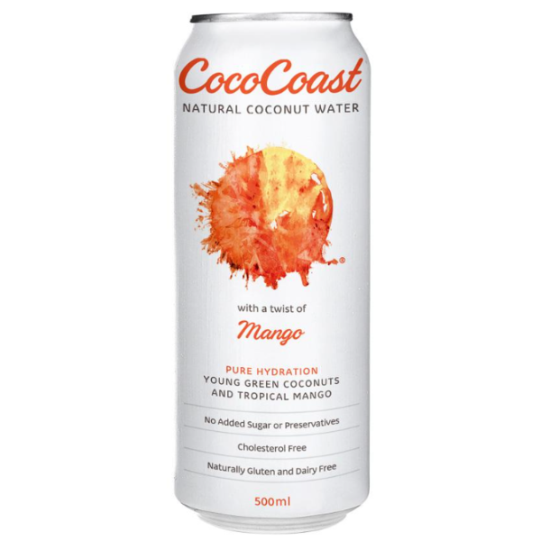 Coco Coast Mango Coconut Water Can 500ml (24) 