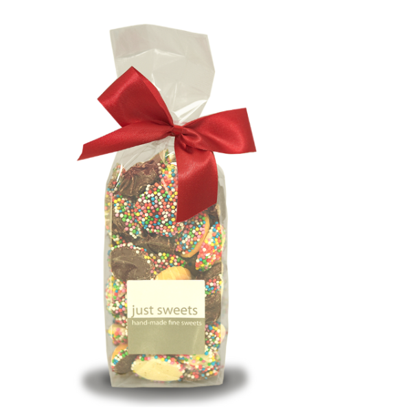 Mixed Whirls Choc Buds 12x230g - in a Stand Up Bag With Bow_image_Just Sweets_order now