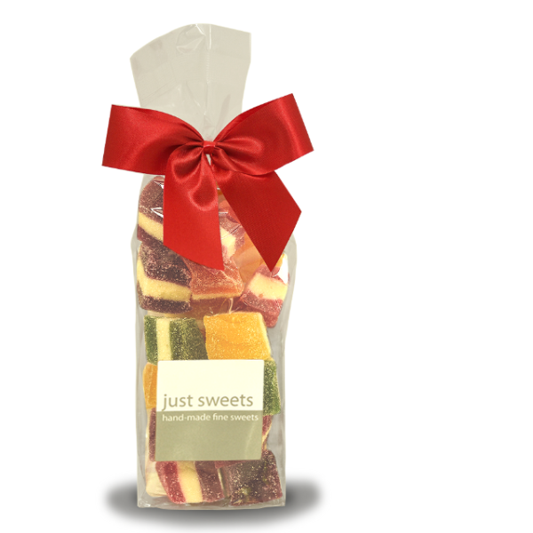 Rainbow Jellies 12x200g ✓ No Artificial Colours- in a Stand Up Bag With Bow_image_Just Sweets_order now