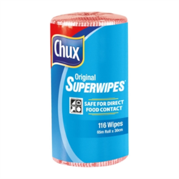 Chux Superwipes Perforated Roll Red - 65m x 30cm_image_Nisbets_order now