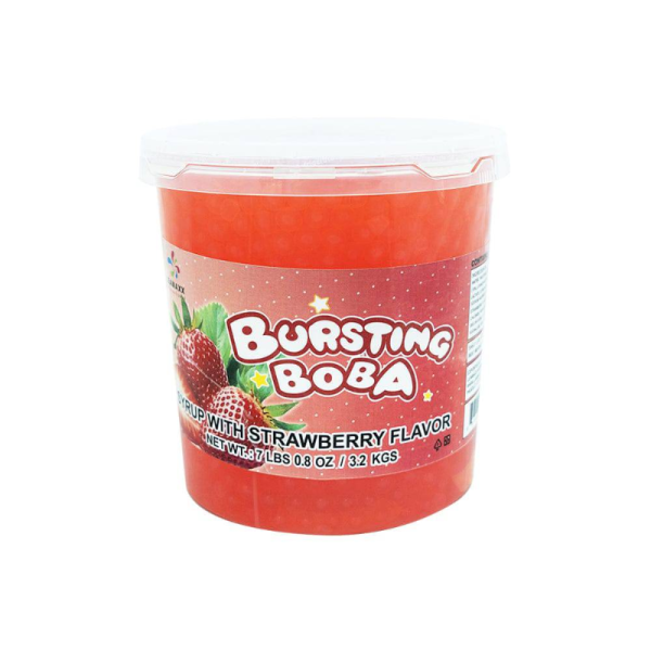 Strawberry Flavor Popping Pearl (3.2kg) 4 Tubs/ Carton_image_Hank's Tea Bubble Tea Wholesale_order now