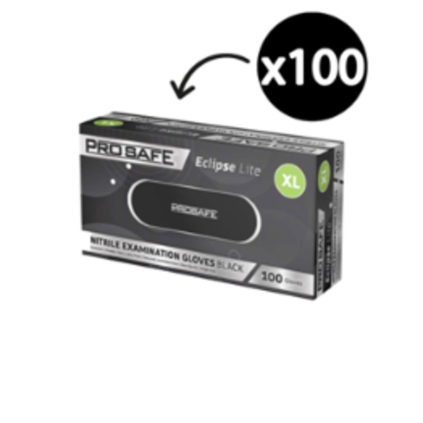 Pro Safe Eclipse Black Lite Nitrile Powder Free Gloves Large 100pk _image_Affordable Cleaning Supplies & Packaging_order now