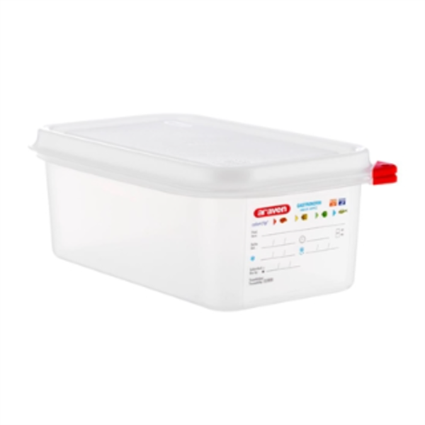 Araven Food Container - GN 1/4  2.8Ltr with Lid 100mm (H) (Pack 4)_image_Nisbets_order now
