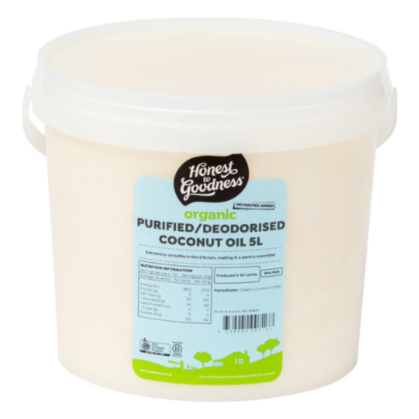 Organic Purified/Deodorised Coconut Oil 5L_image_Honest to Goodness_order now