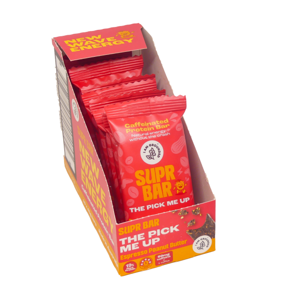 SUPR Espresso Peanut Butter Caffeinated Protein Bar-  Box of 60 (10 x 45g x 6)_image_I Am Grounded_order now