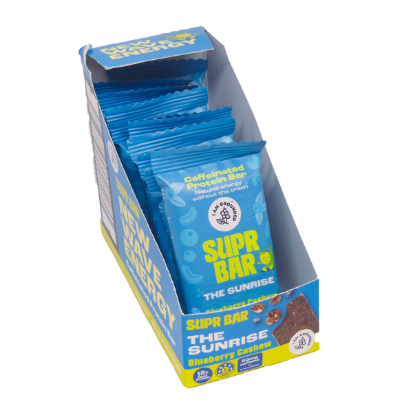 SUPR Blueberry, Cashew Caffeinated Protein Bar- Box of 60 (10 x 45g x 6)_image_I Am Grounded_order now