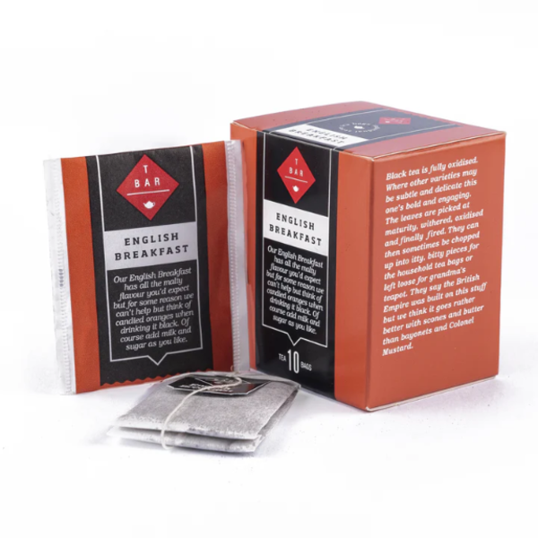 ENGLISH BREAKFAST PAPER TEA BAGS 10 Pack (outer wrapped paper tea bags)_image_T BAR TEA_order now