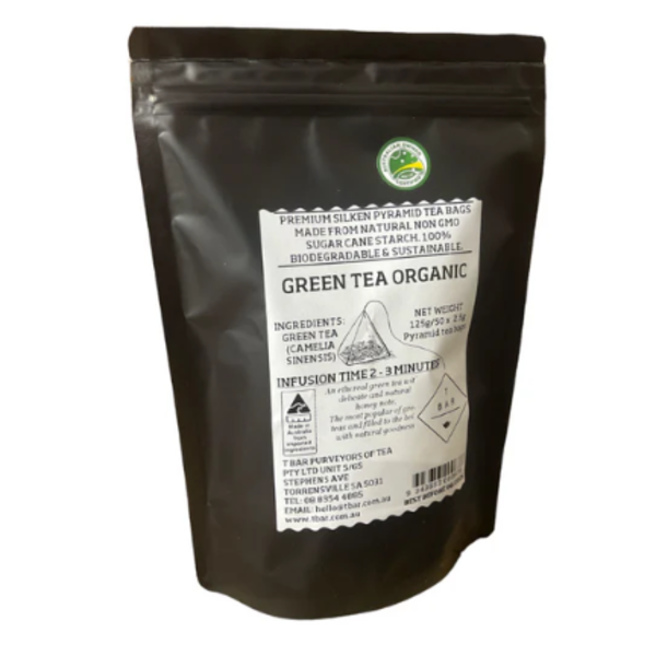 GREEN SENCHA Organic Catering 50 Pack Premium Compostable Silken tea bags 2.5g net_image_T BAR TEA_order now
