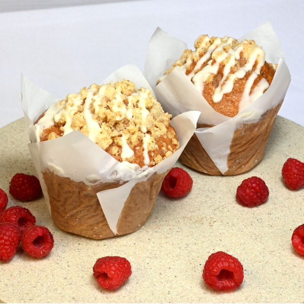 LARGE RASPBERRY WHITE CHOCOLATE MUFFINS PACK OF 6_image_Lara's Cakes_order now