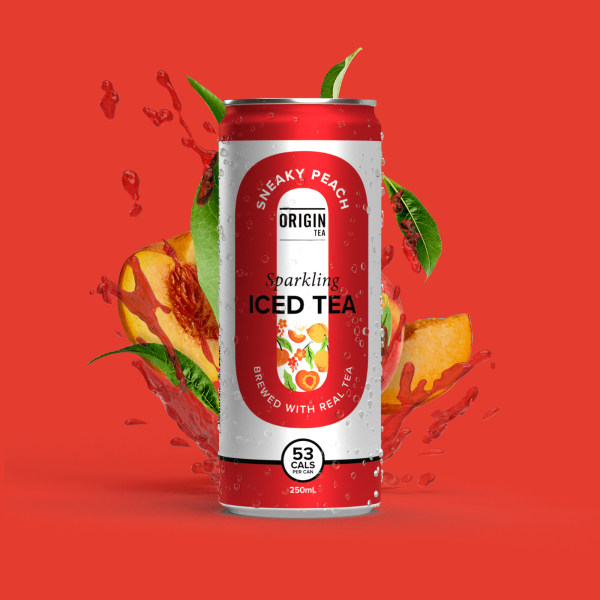 24x 250ml - Sneaky Peach Sparkling Iced Tea_image_Origin Tea  | Ovvio Organics _order now