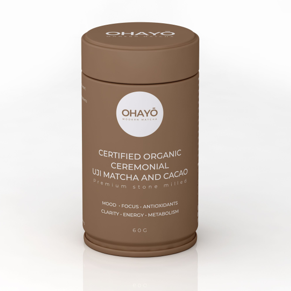 Certified organic ceremonial matcha with raw cacao 60grams (FOR RETAIL RRP $64) (~1g)_image_OHAYŌ Modern Matcha_order now