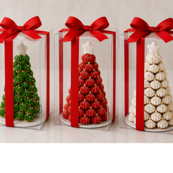 Gingerbread Star Tree Small 545g Acetate Box, Ribbon and Bow (Green, Red or White) **Pickup only due to Fragile Nature at Just Sweets Altona**_image_Just Sweets_order now